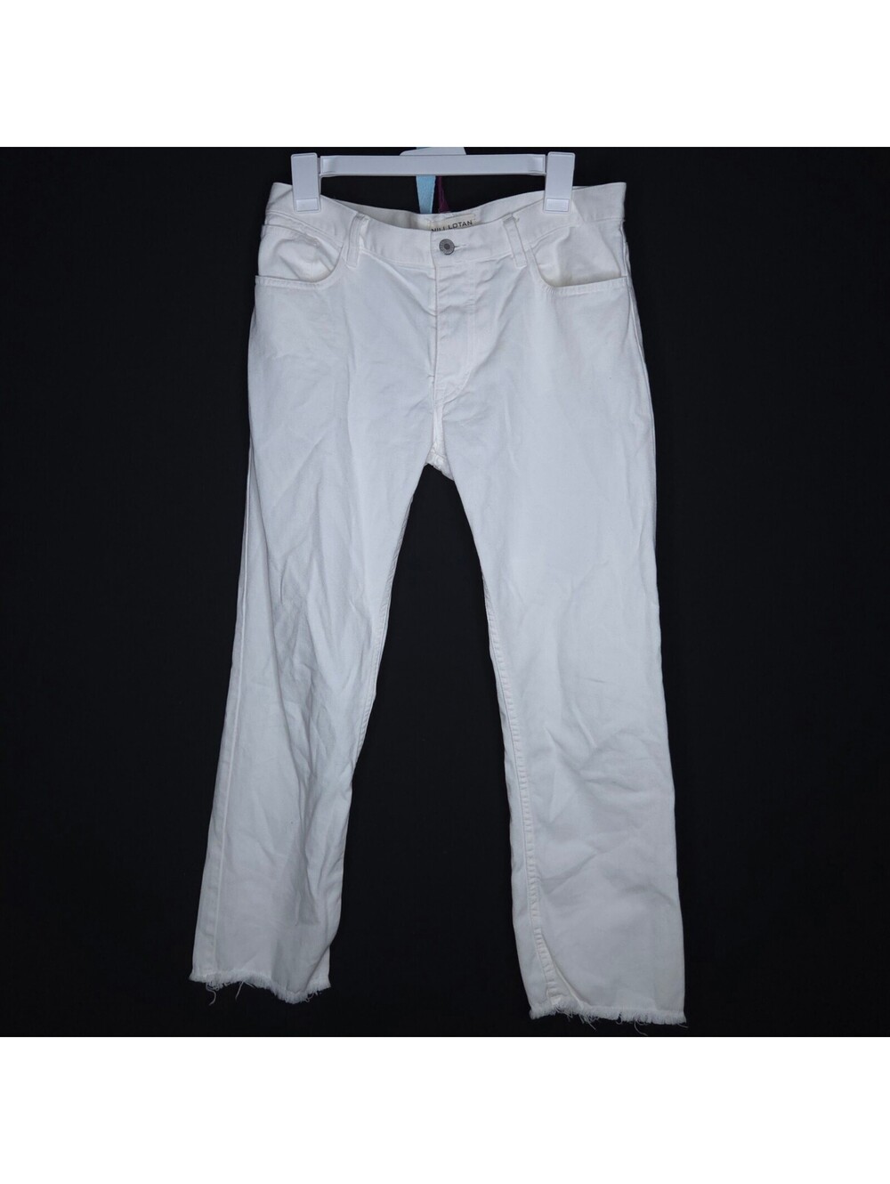 Nili Lotan Women's East Hampton Raw Hem Straight Leg Pants in Eggshell Sz 6